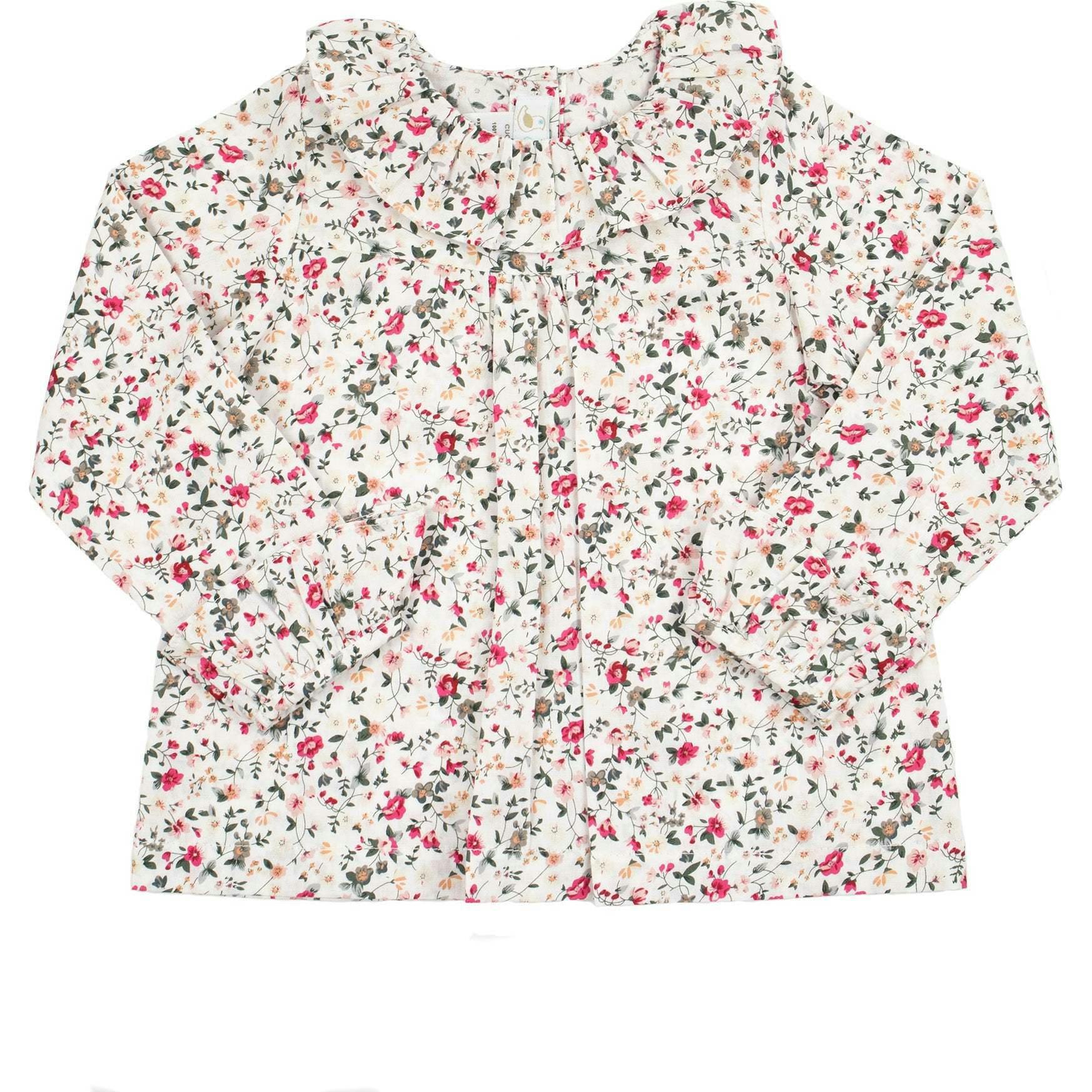 Holiday Floral Ruffle Blouse