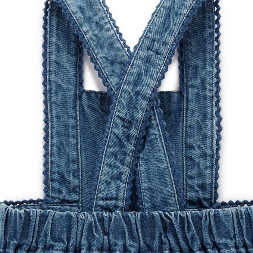 Embroidered Pinnie Set Mid Denim