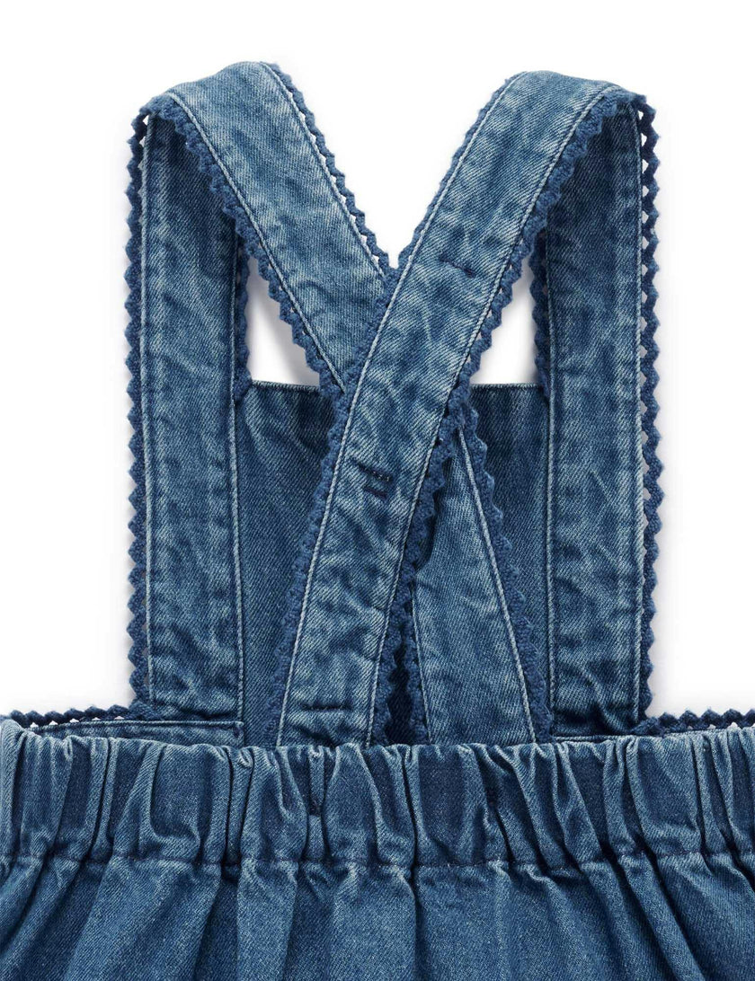 Embroidered Pinnie Set Mid Denim
