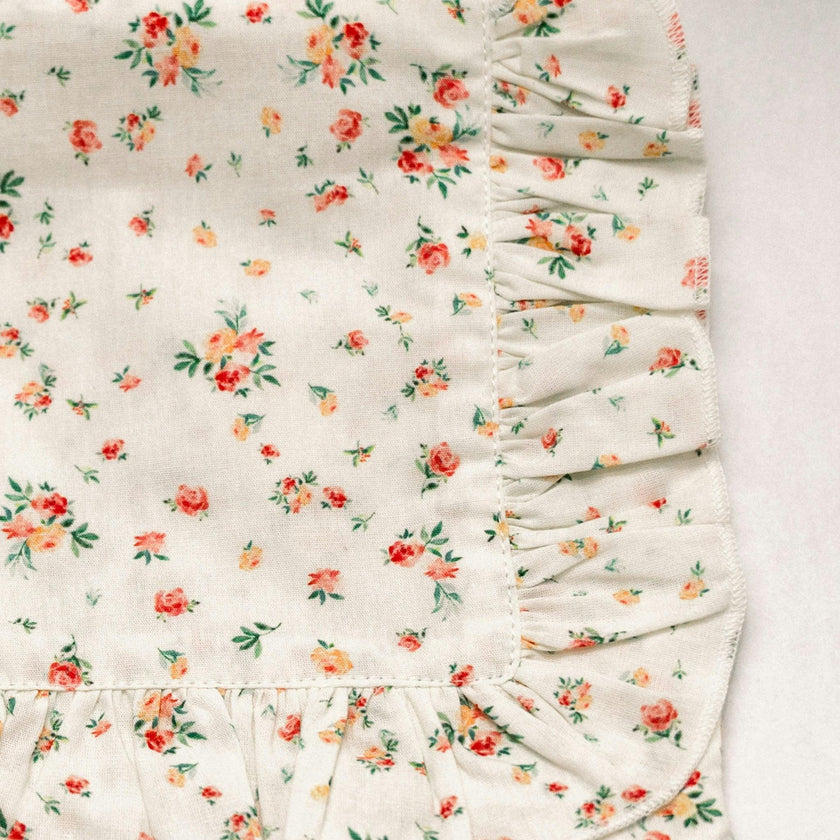 Clementine Bloom Timeless Floral Ruffle Zipper Pouch