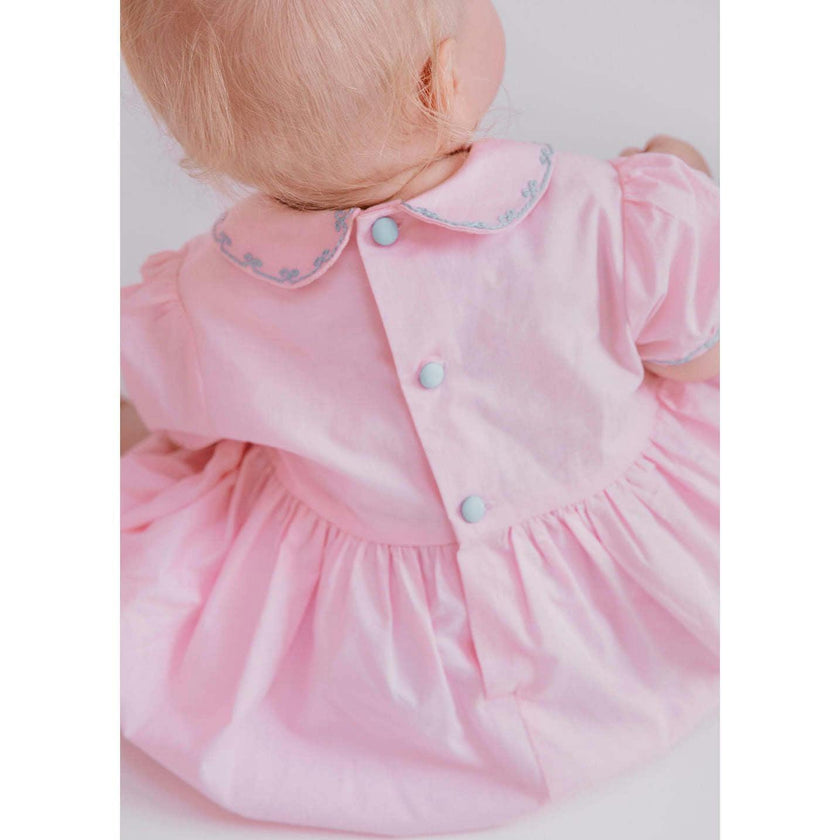 Princess Charlotte Pink Hand-Smocked Bubble Romper