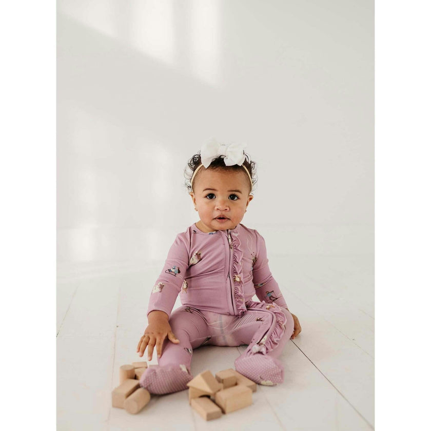 Footie Romper Lavender Cloud Checkered