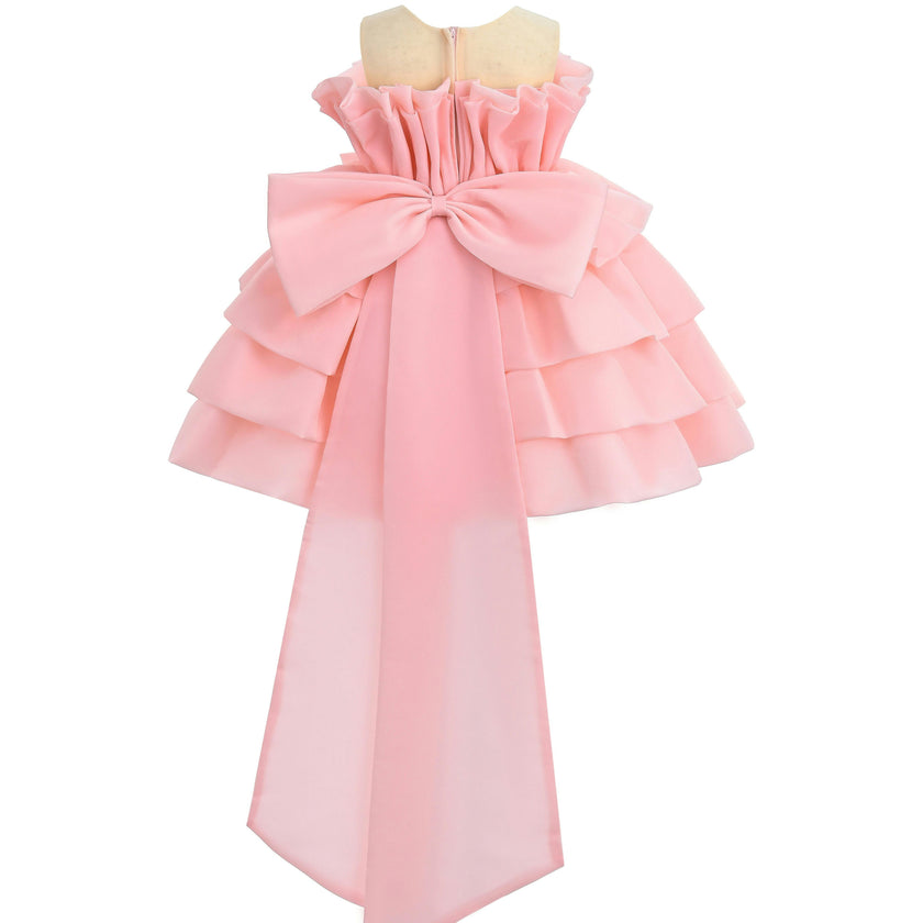 Pink Tiered Bow Dress