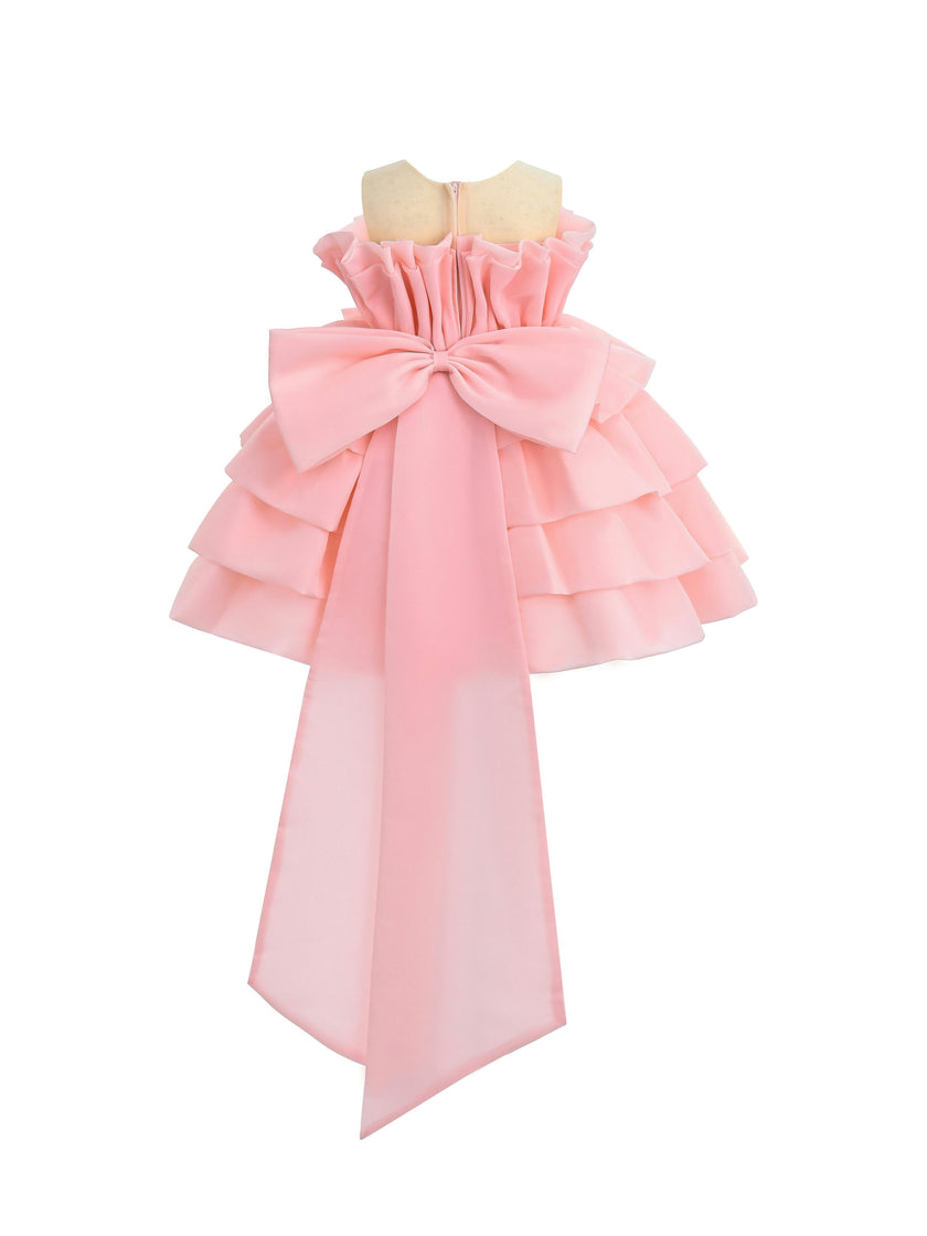 Pink Tiered Bow Dress