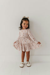 Girls Long Sleeve Double Tiered Dress in Fairies