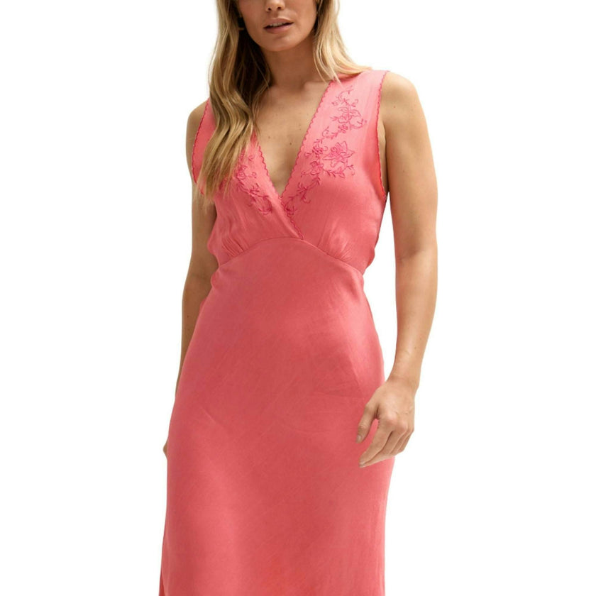 Pandora Bias Cut Sleeveless Embroidered Maxi Dress
