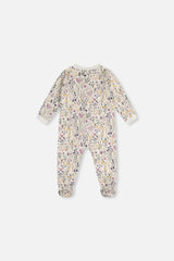 Baby Organic Cotton One Piece Pajama Beige Heart Print