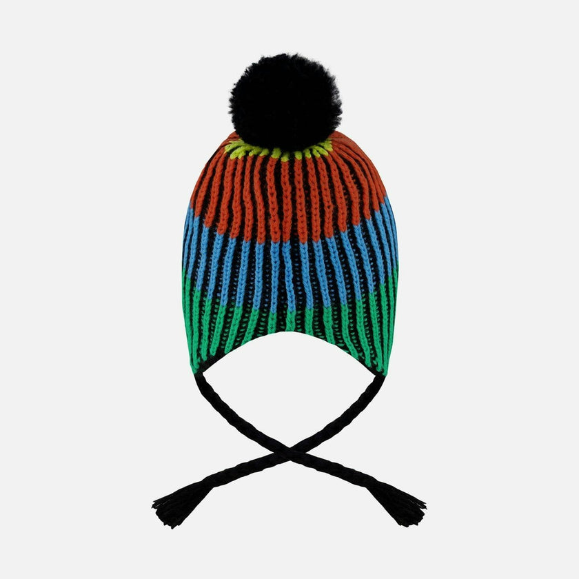 Lined Peruvian Knit Winter Hat with Pompom Multicolor