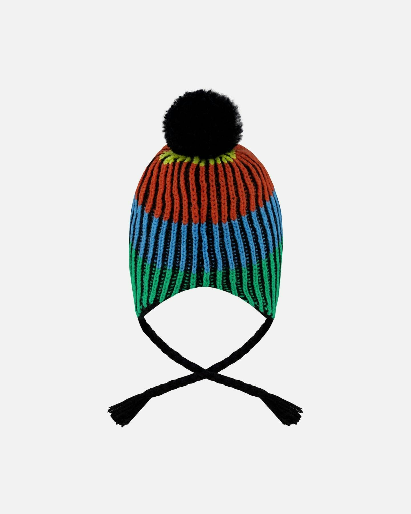 Lined Peruvian Knit Winter Hat with Pompom Multicolor