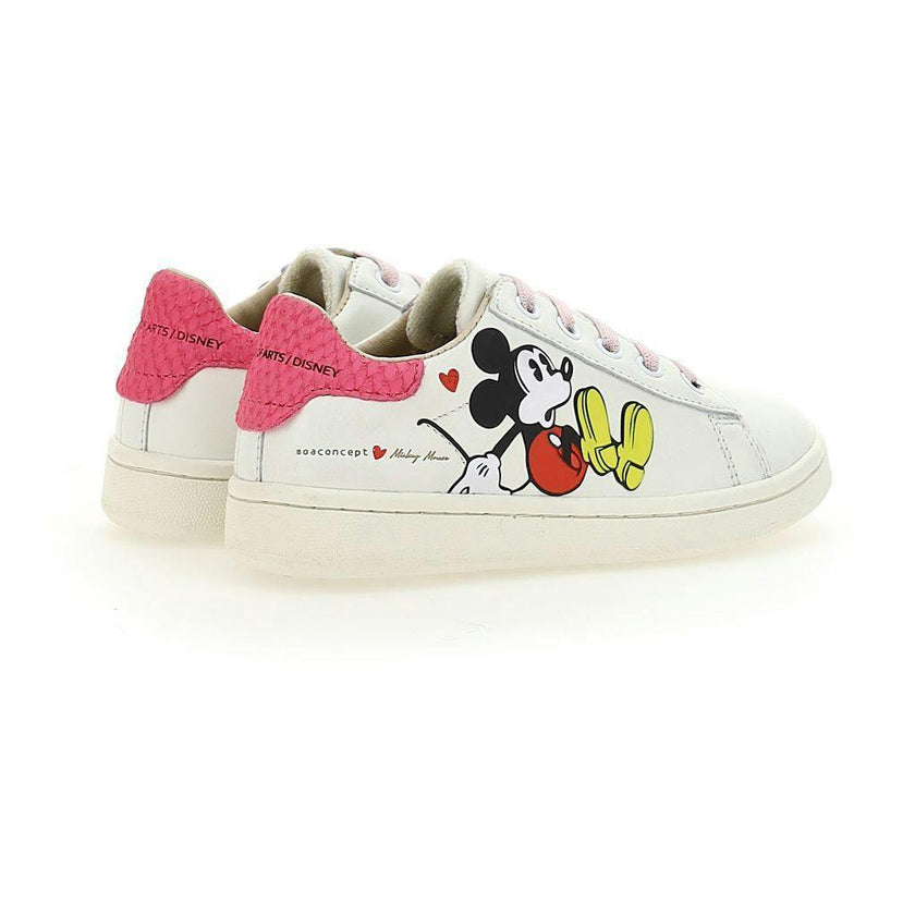 White Mickey Pink Tab Sneakers