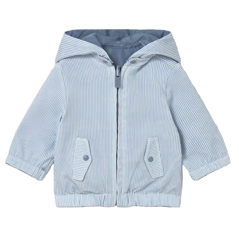 Light Blue Striped Hooded Jacket