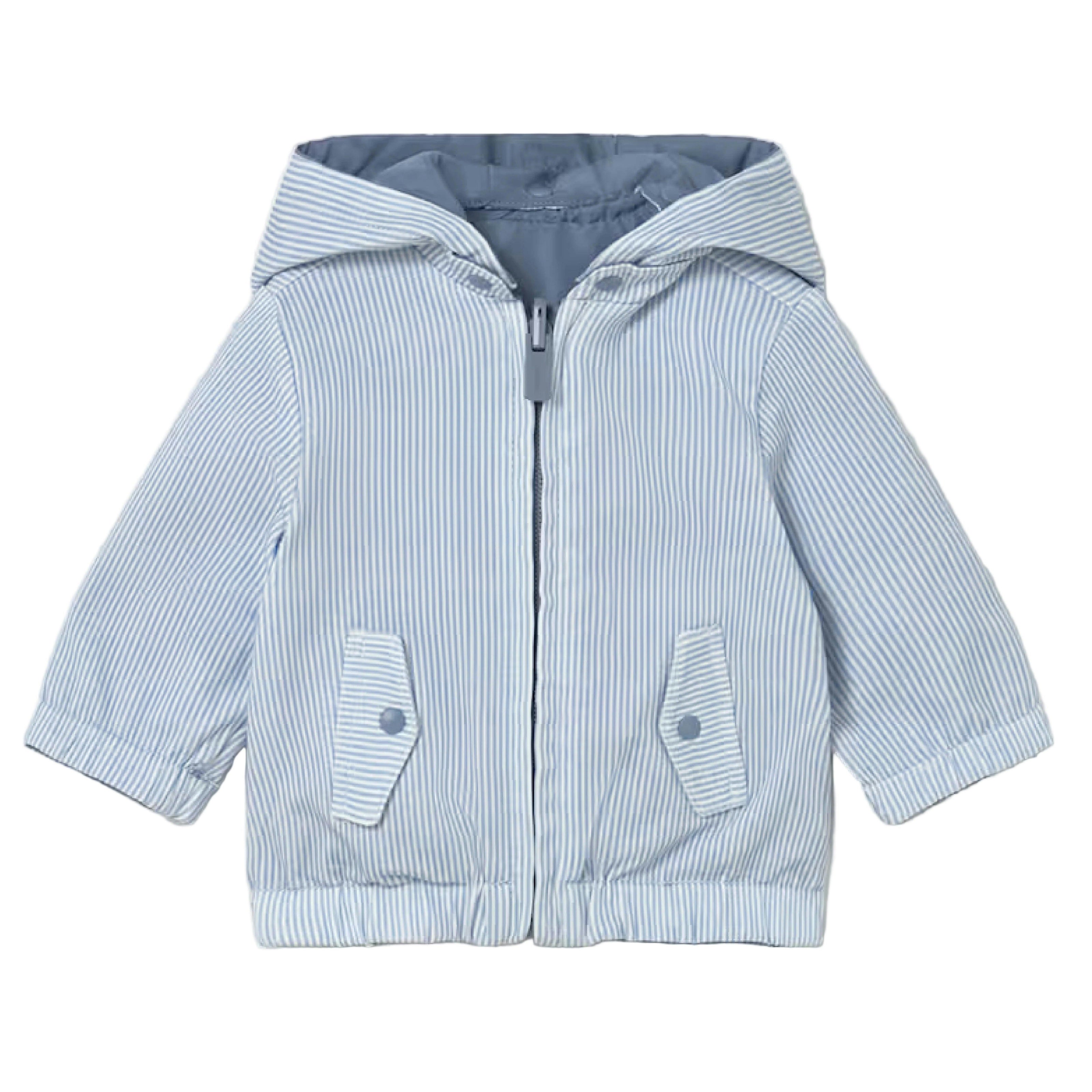Light Blue Striped Hooded Jacket