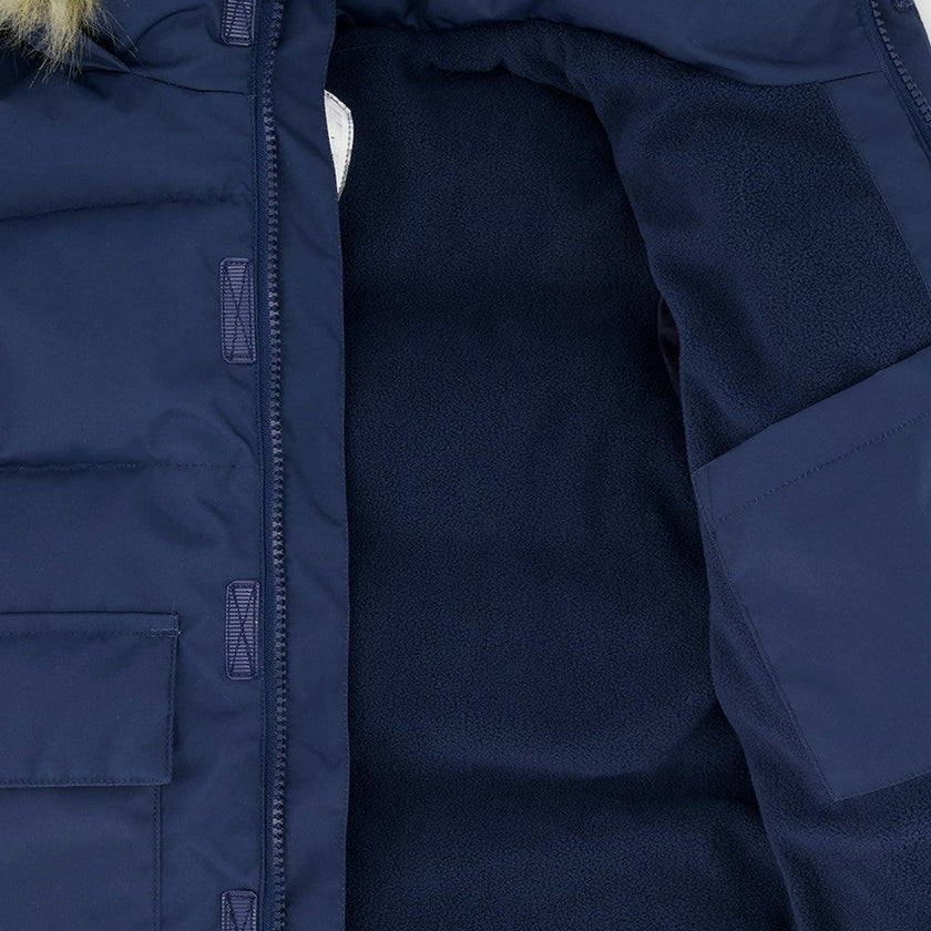Winter Jacket with Faux-Fur Hood Dark Blue