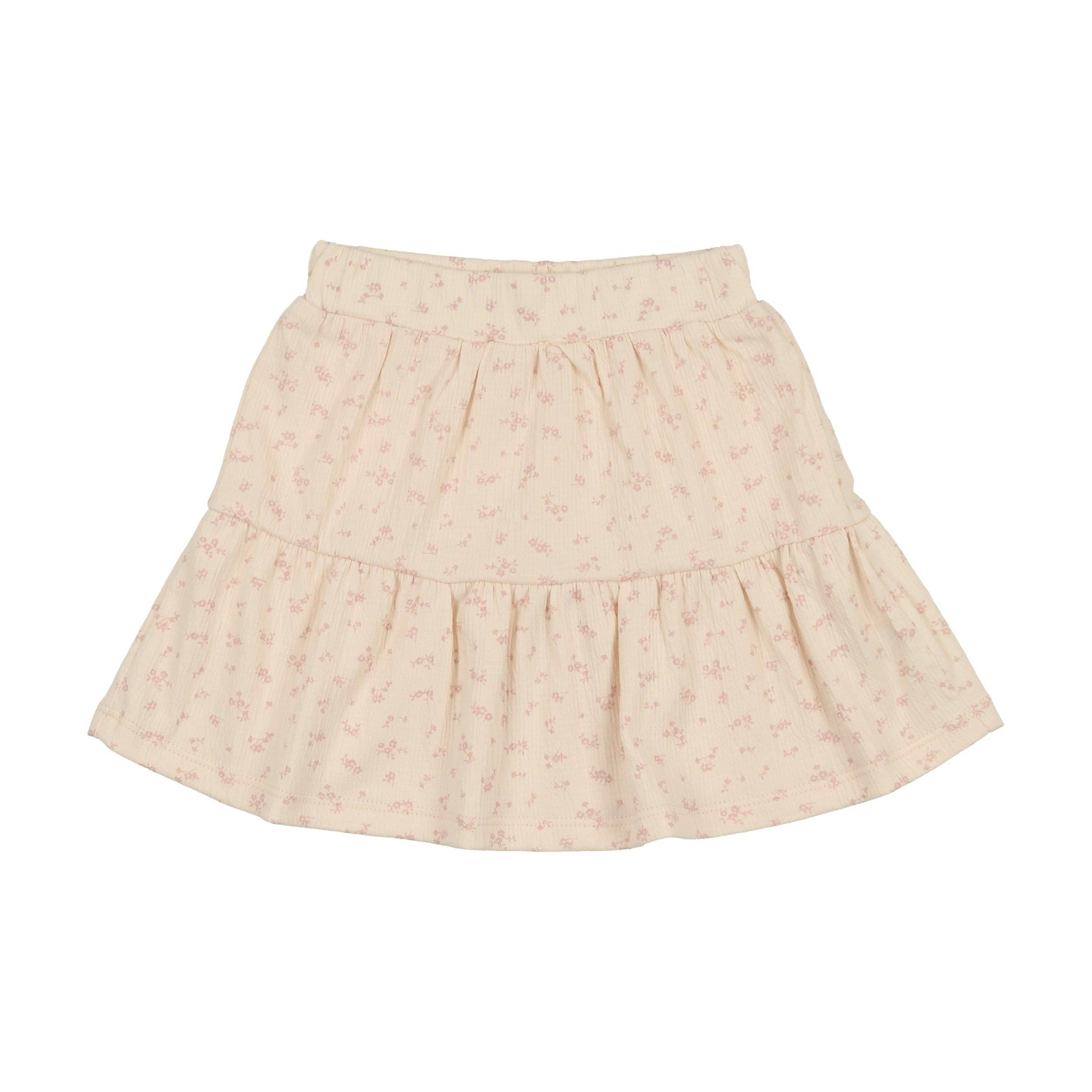 Printed Gauze Tired Ruffle Hem Short Skirt