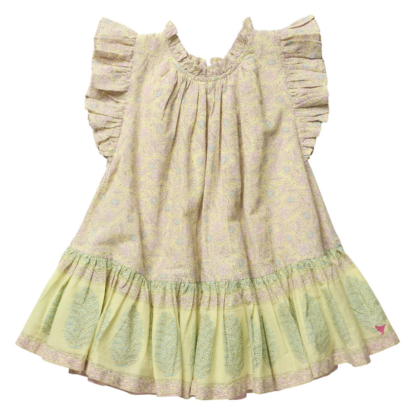 Girls Harper Dress - Citrus Garden Boarder