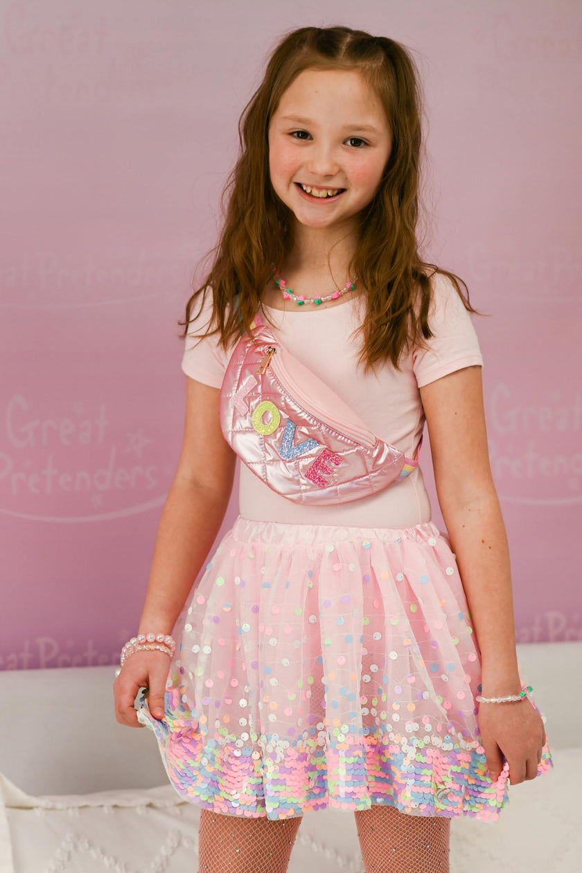 Sequins Skirt with Satin Waistband