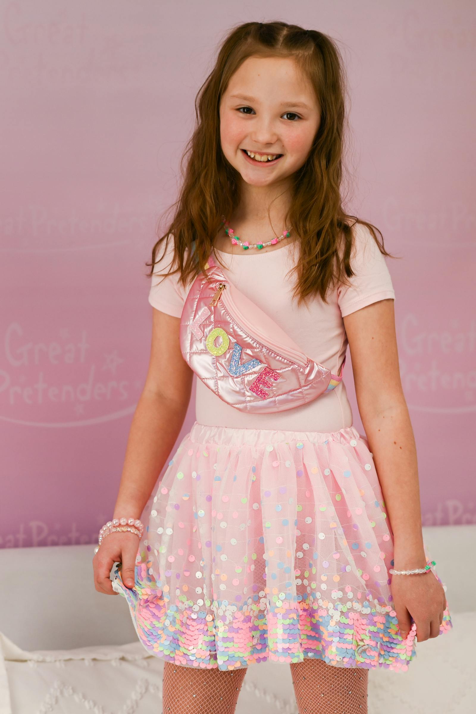 Sequins Skirt with Satin Waistband