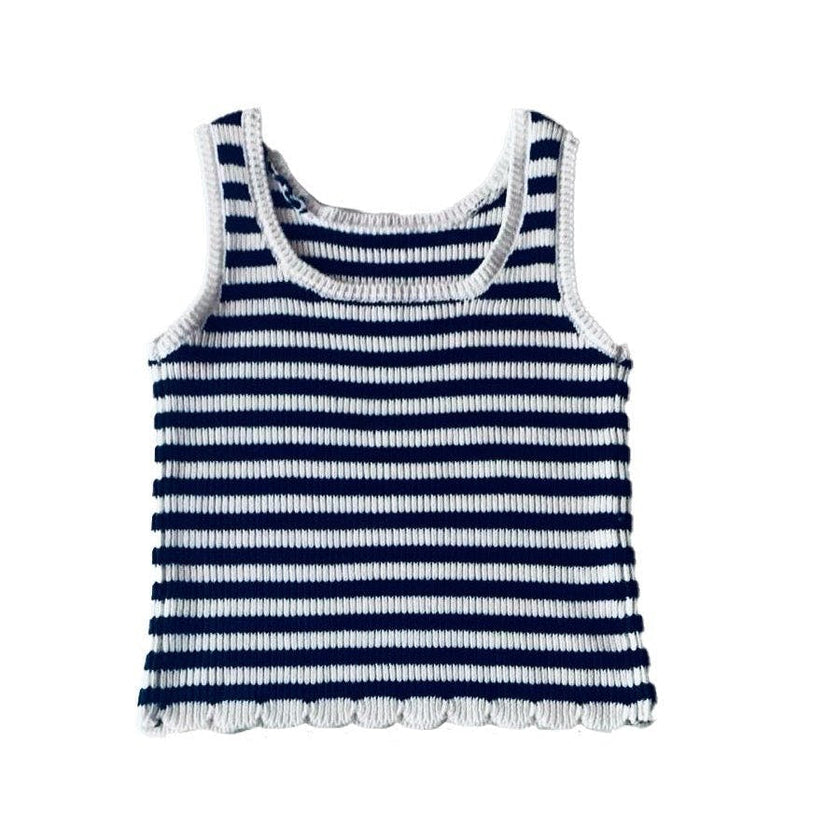 Navy and White Stripe Knit Tank Top