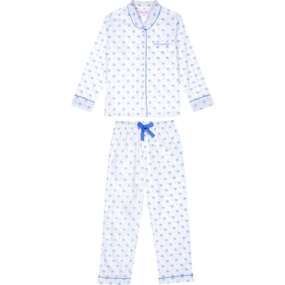 Women's Pink Palm Tree Long PJ Set