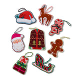 Needlepoint Icon Ornament - Pink Santa