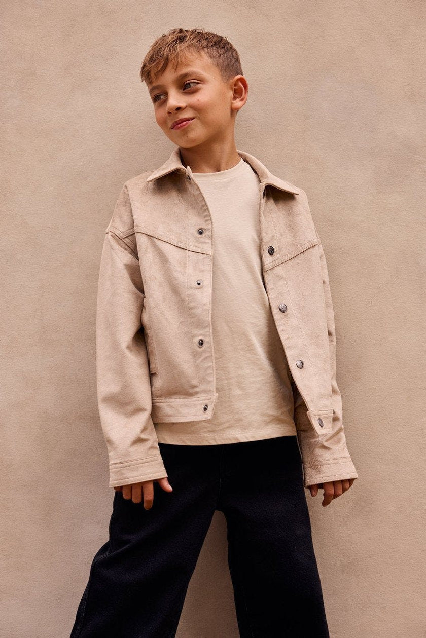 Faux Suede Trucker Jacket