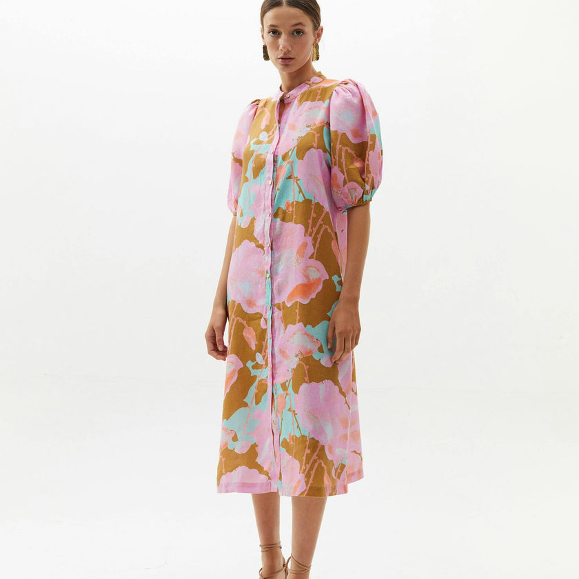 Bubble Linen Dress - Aquarela