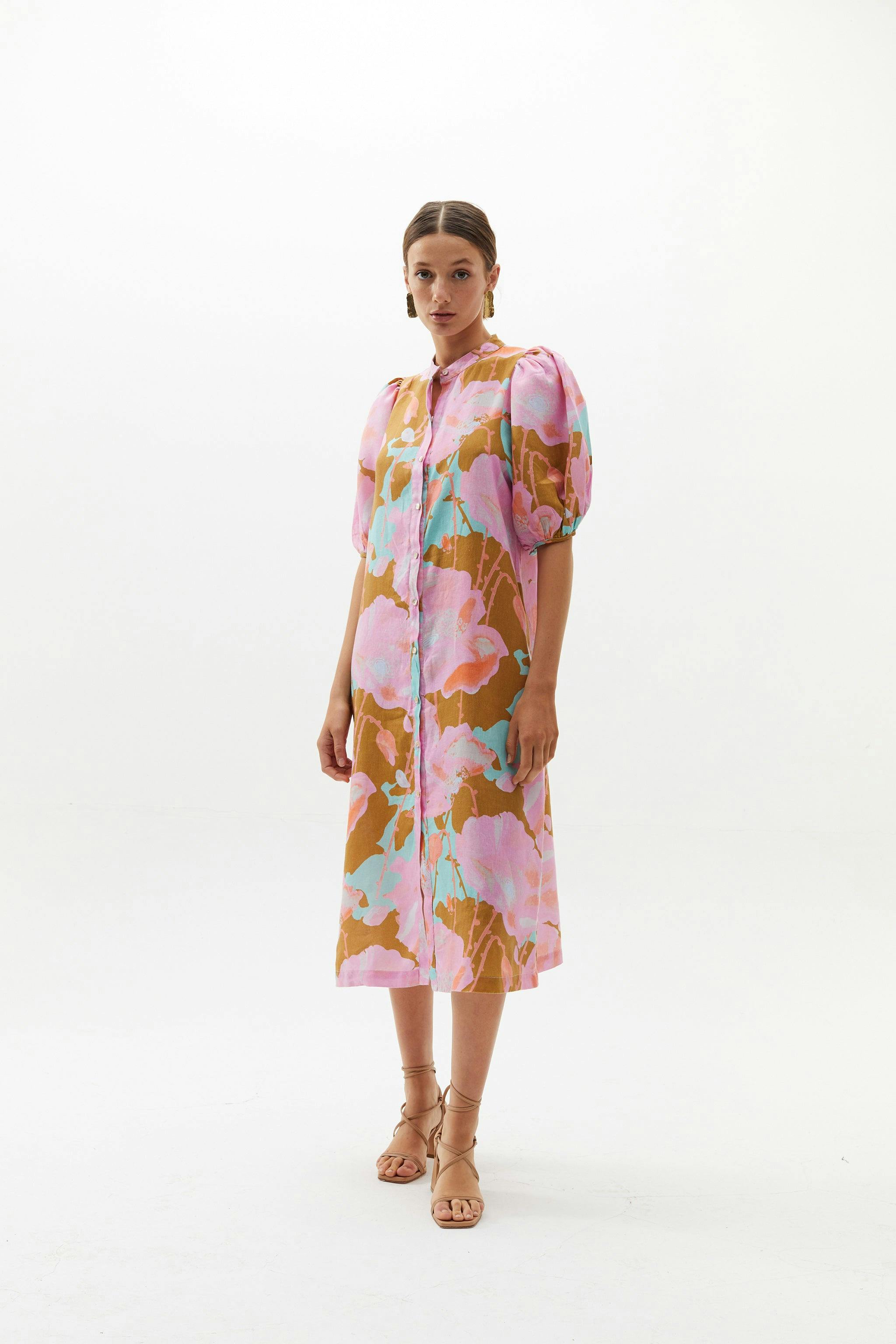 Bubble Linen Dress - Aquarela