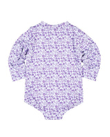 Floral Print One Piece Rashguard with Ruffles
