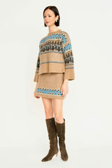 Arosa Brushed Fairisle Knit Mini Skirt in Glacial