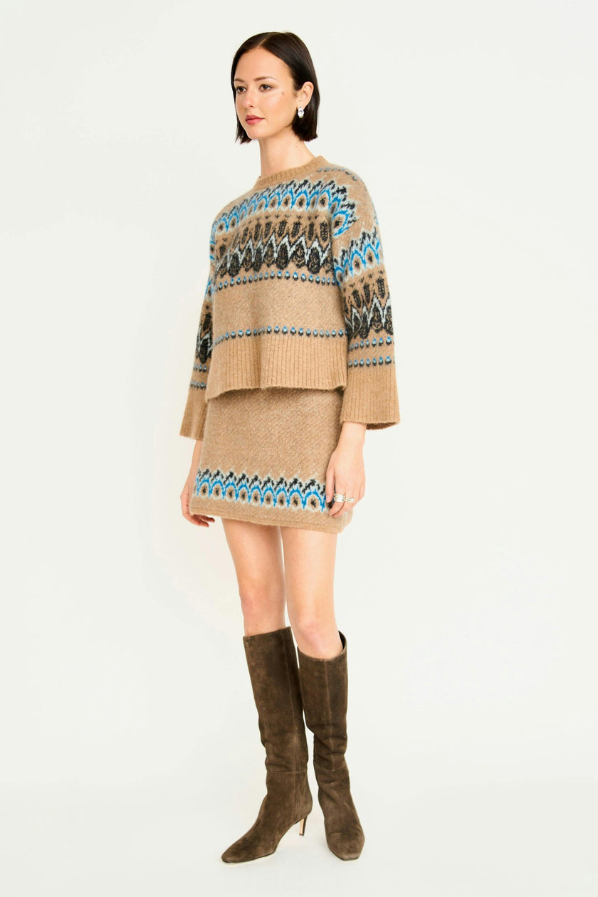 Arosa Brushed Fairisle Knit Mini Skirt in Glacial