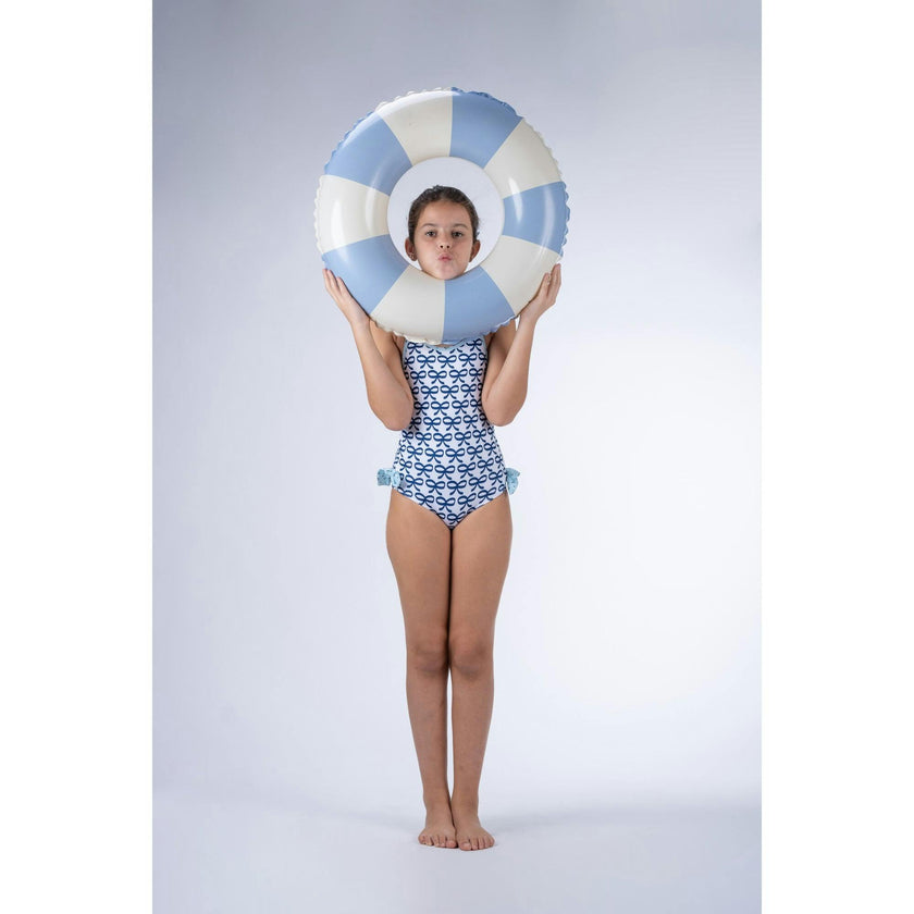 Berries & Bows Tie Bottom Swimsuit, Blue