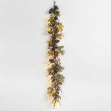 Snowy Norway Spruce & Pinecone Winter Christmas Garland Table Runner with Unlit or Pre-Lit Option