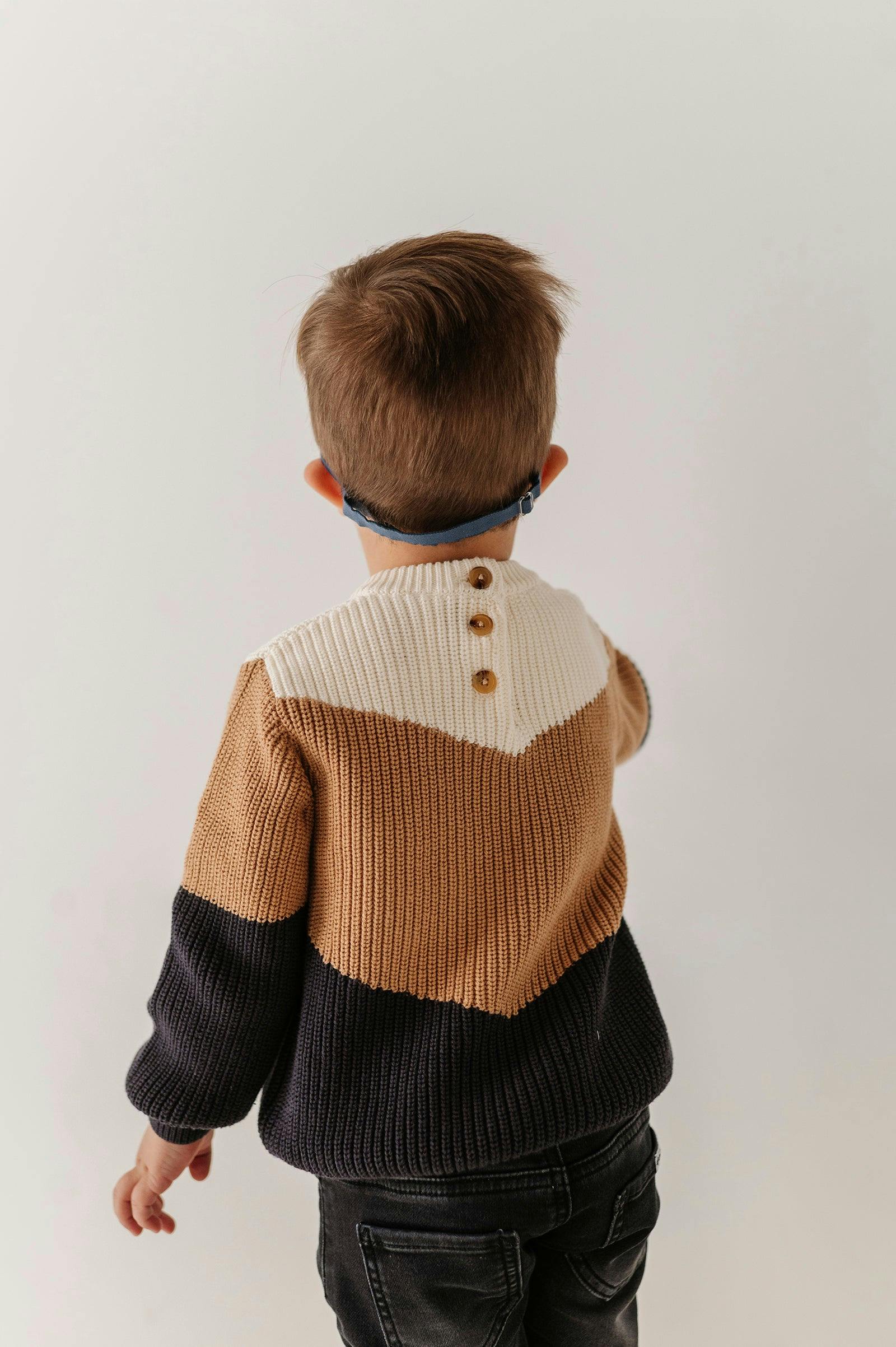 Colorblock Knit Sweater in Bronze