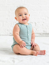 Wren Seersucker Bubble Romper - Laguna Gingham