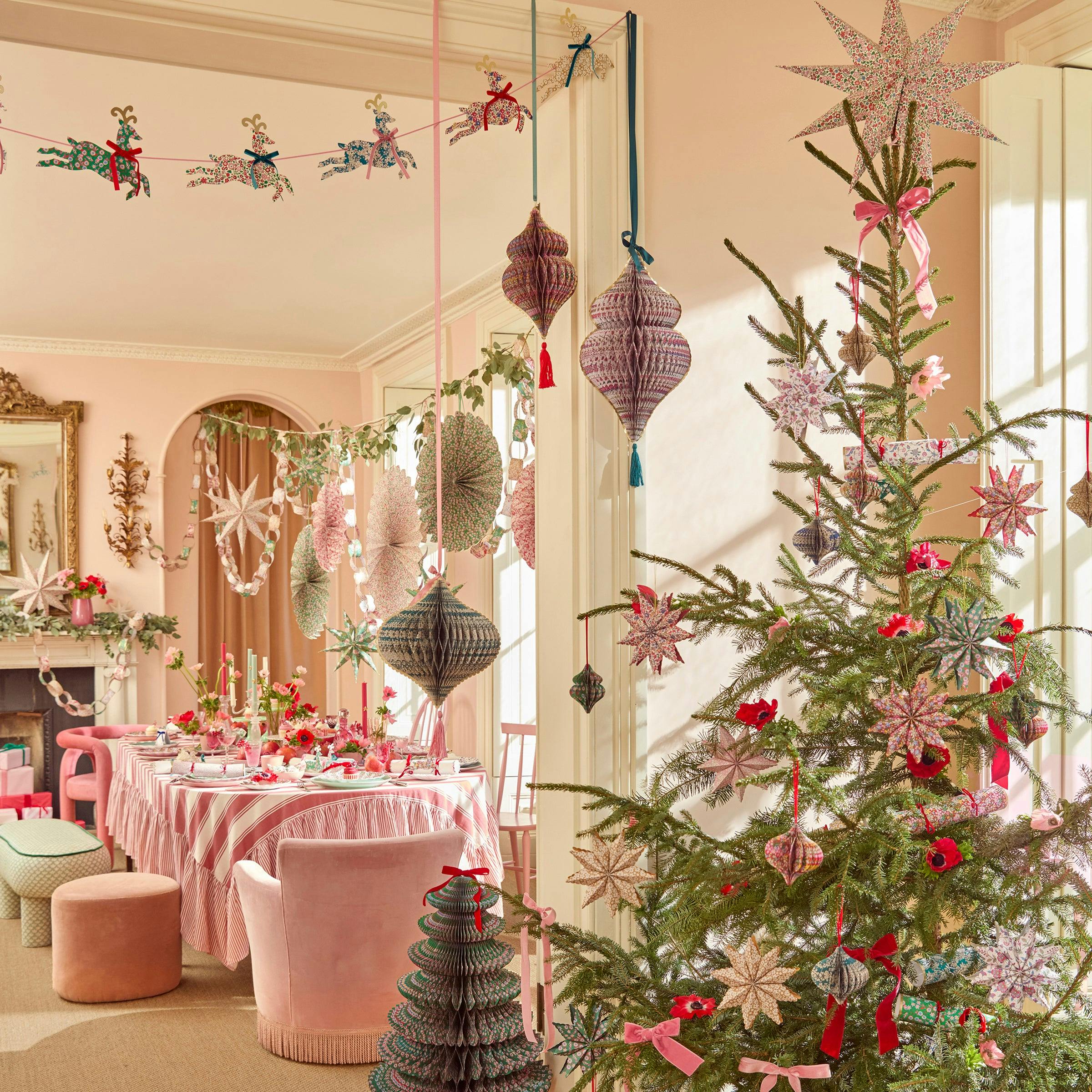 Meri Meri x Liberty Paper Honeycomb Tree Decorations