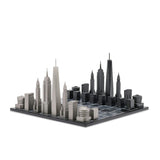 Chess Set Stainless Steel NEW YORK with Wood Map Board