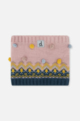Winter Knit Neckwarmer Pink And Blue Jacquard