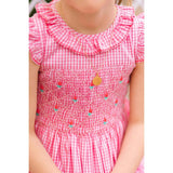 Tulip Pink Gingham Frilled Cap Sleeve Smocked Dress