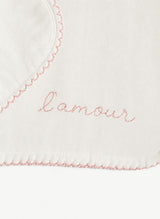 Bib & Burp Cloth Set - Embroidered Pink "L'Amour"
