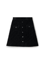 Velour Quilted Snap Front Skirt
