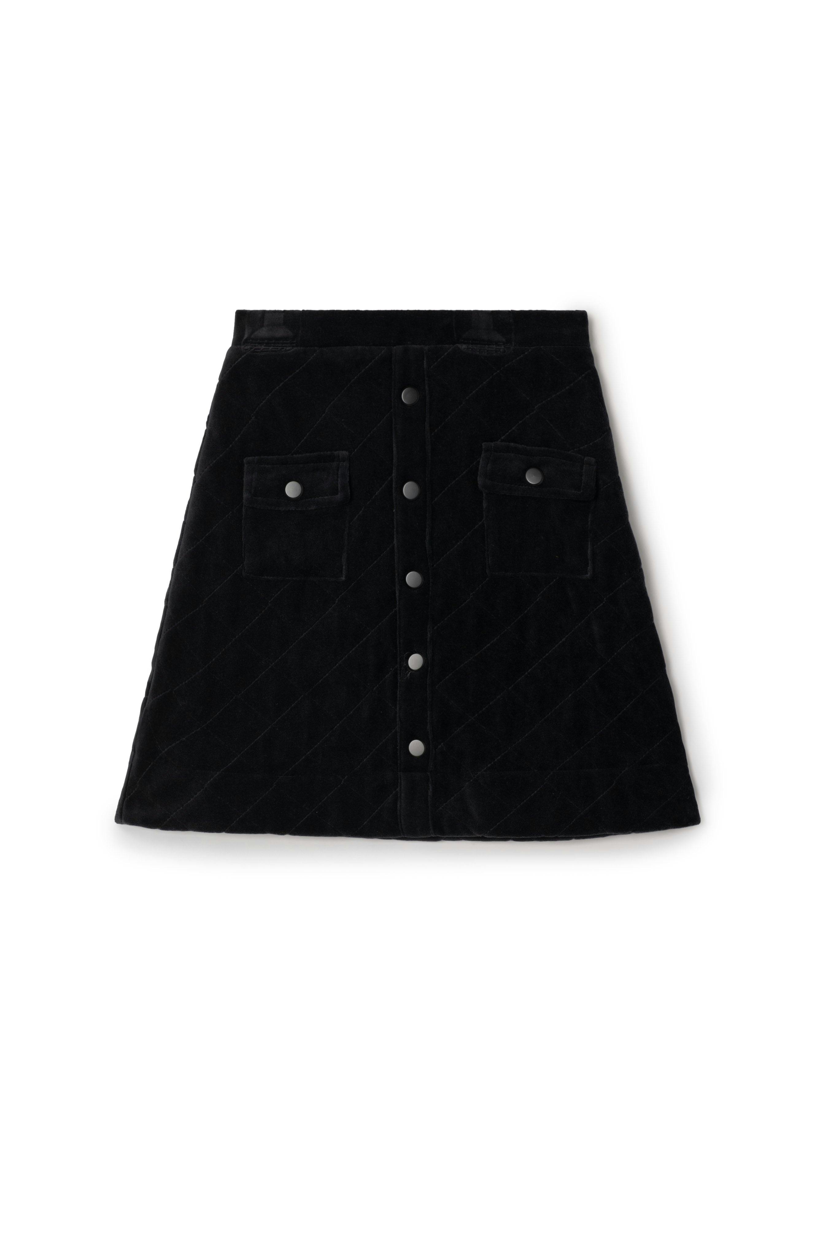 Velour Quilted Snap Front Skirt