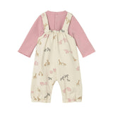 Newborn Girl Dungaree and T-Shirt Set