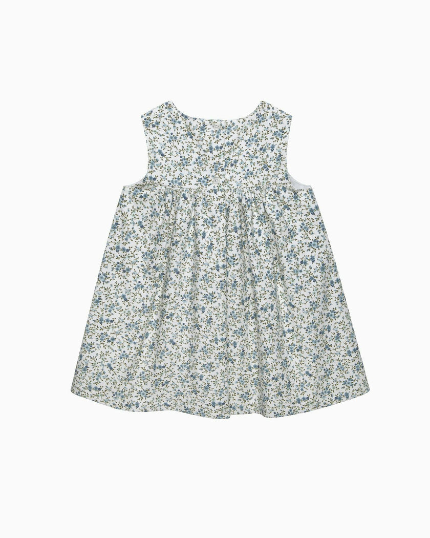 Baby Cord Ditsy Floral Duck Pinafore in Blue