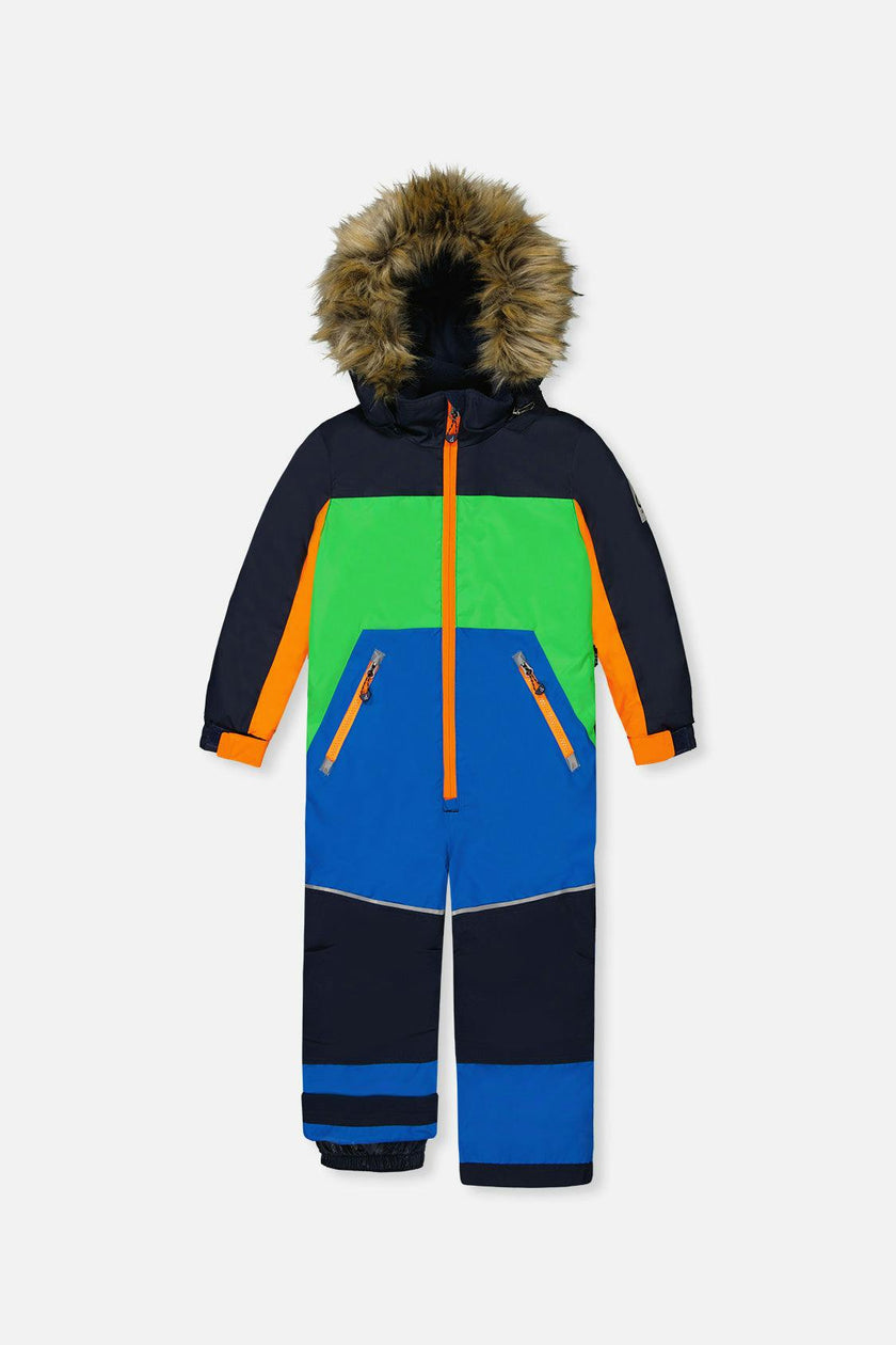 Kids One Piece Discover Snowsuit Blue Green and Orange