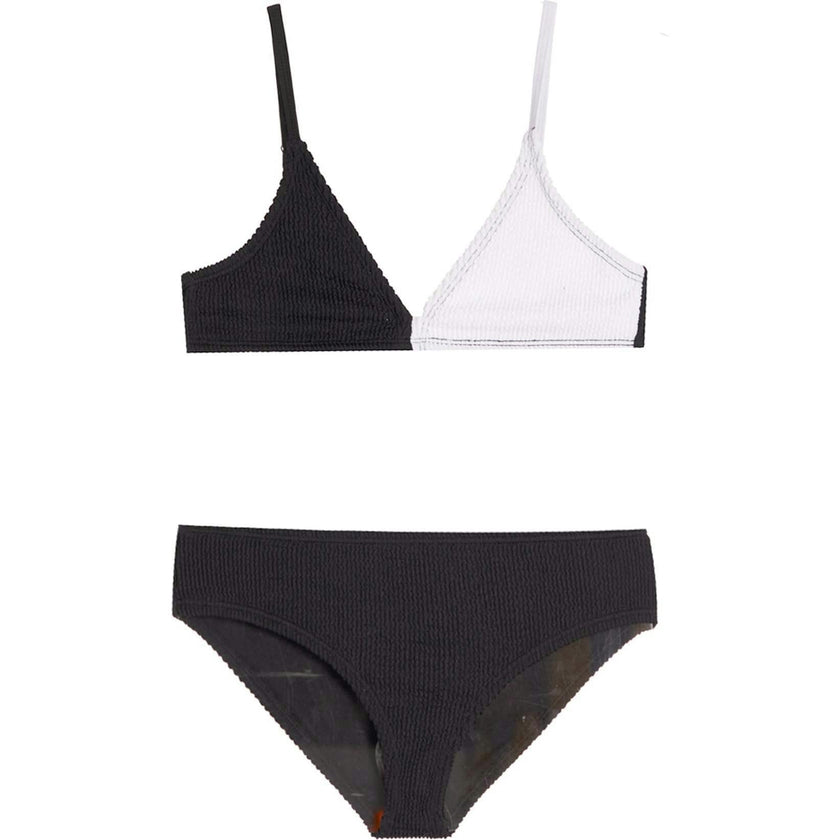 Fleur Crinkle Bikini Swimsuit - Black and White