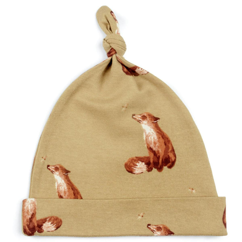 Gold Organic Cotton Knotted Beanie Hat