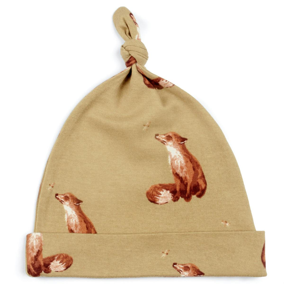 Gold Organic Cotton Knotted Beanie Hat