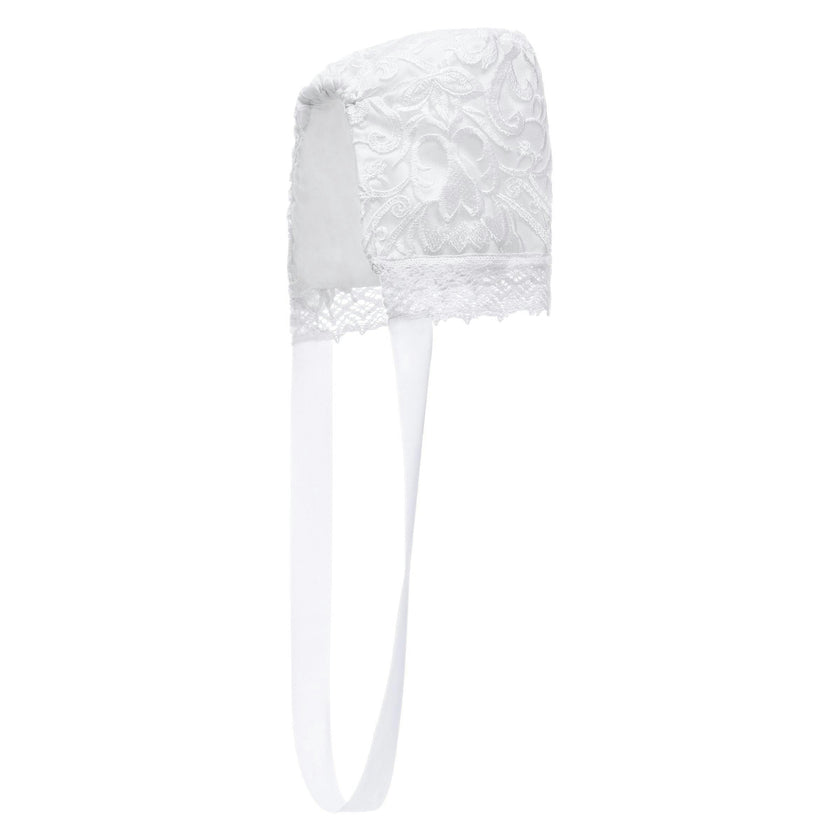 White Lace Christening Gown & Bonnet Set
