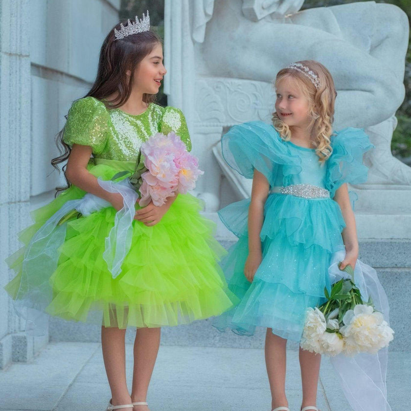 Enchanted Lime Sequin Tulle Dress