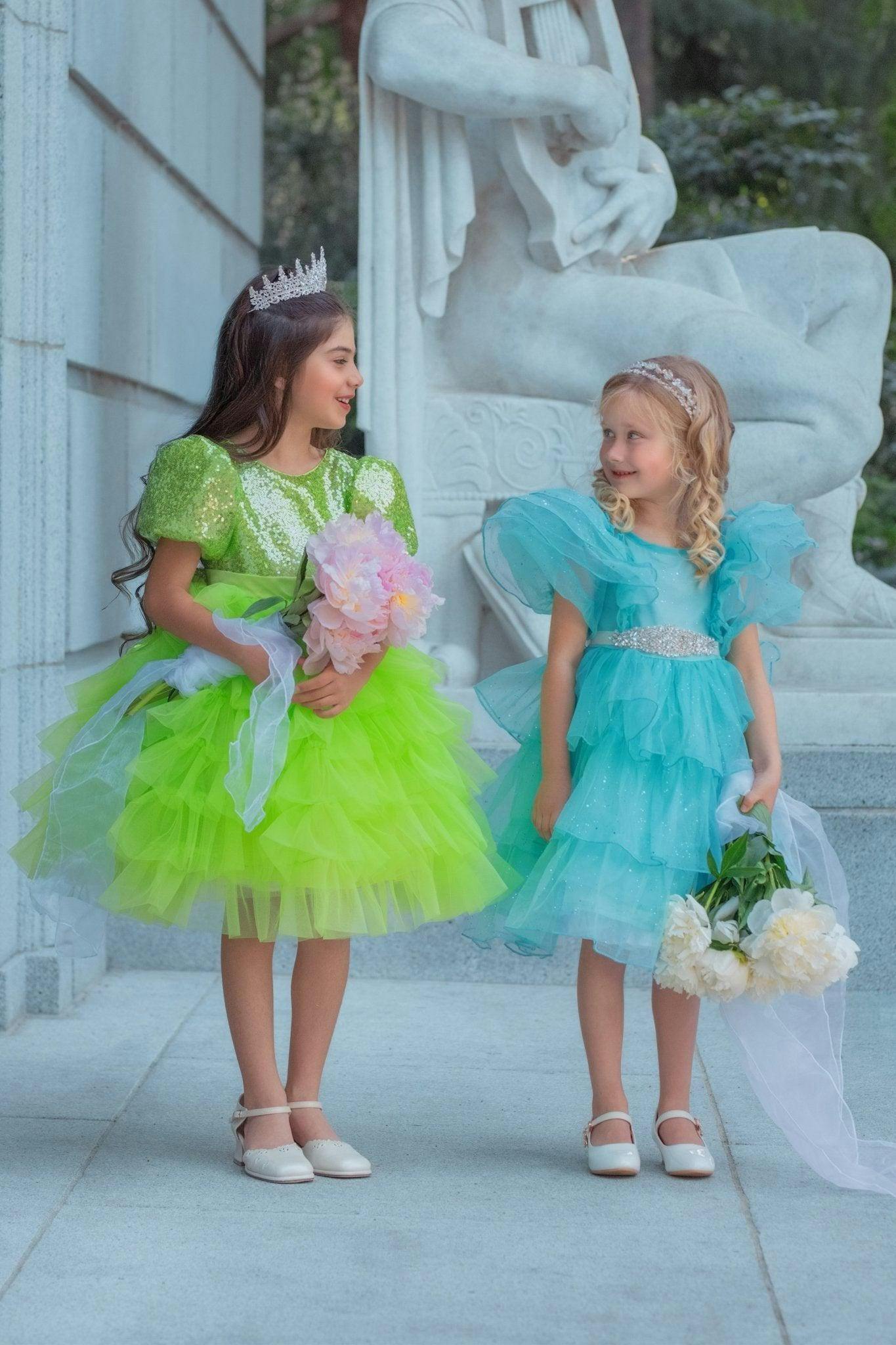 Enchanted Lime Sequin Tulle Birthday Dress for Girls